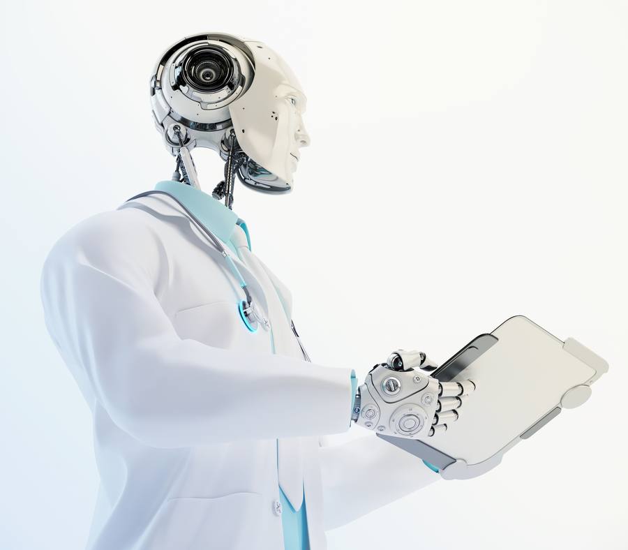 Roboterarzt mit weißem Kittel