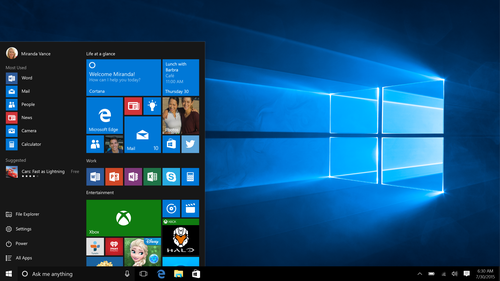 Startmenü von Windows 10