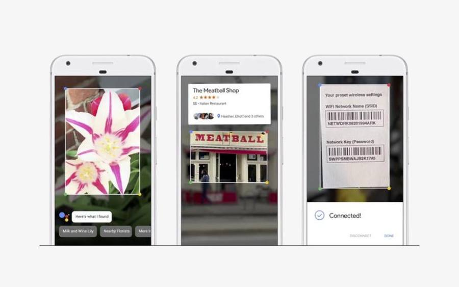 Google Lens erkennt und erklärt Objekte, kann z.B. auch dabei helfen durch erkennen eines Barcodes am Router, das Smartphone direkt mit dem WLAN zu verbinden (rechts).