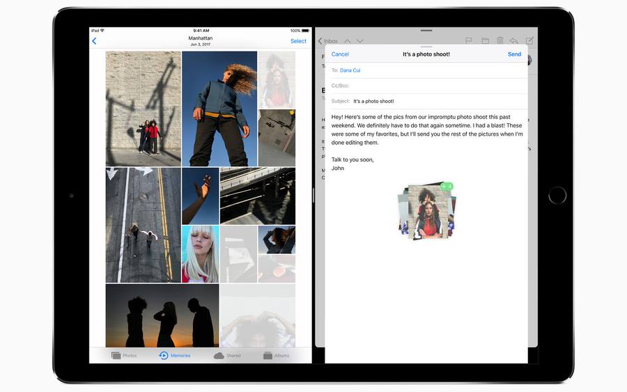 iOS 11: Im Splitview ist nun auch Drag&Drop möglich.