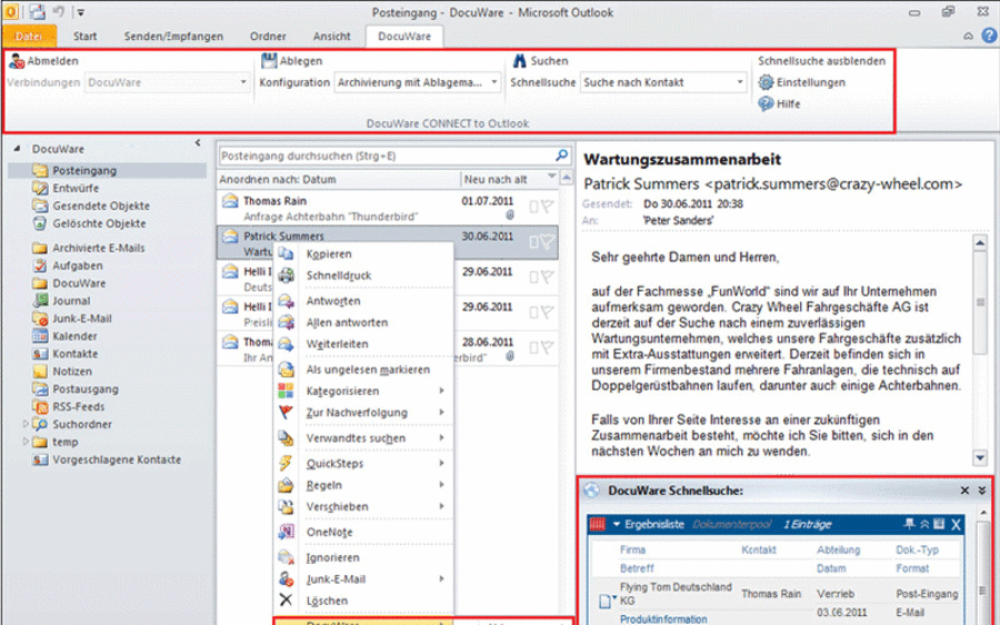 Connect to Outlook, Docuware AG