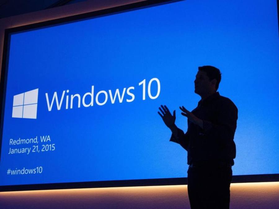 Windows-Chef Terry Myerson auf einer Windows-Pressekonferenz in Redmond, im US-Bundesstaat Washington. Foto: Microsoft
