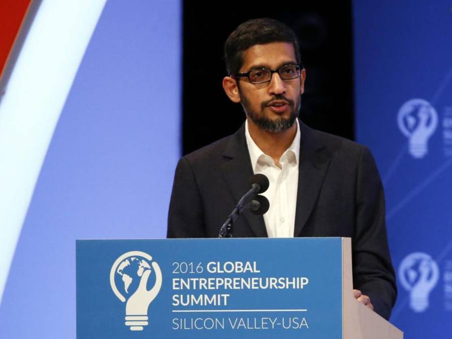 Google-Chef Pichai warnt vor den Folgen eines Austritts Großbritanniens aus der EU. Foto: Monica M. Davey