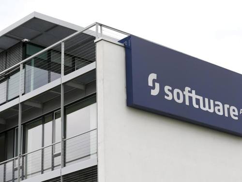 Firmensitz der Software AG in Darmstadt-Eberstadt. Im dritten Quartal ging der Umsatz um acht Prozent auf 198,3 Millionen Euro zurück. Foto: André Hirtz/Archiv