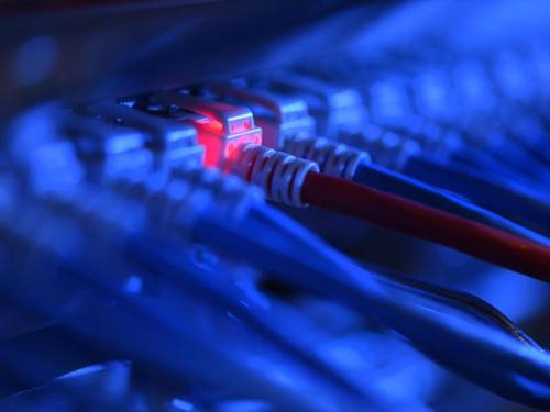 Ein Netzwerkkabelstecker leuchtet rot. Erpressungs-Trojaner bleiben ein großes Problem. Foto: Felix Kästle/Symbolbild