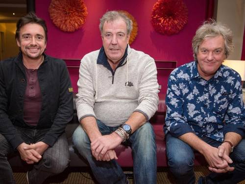 Für «The Grand Tour» engagierte Amazon das Team der früheren BBC-Sendung «Top Gear» (l-r), Richard Hammond, Jeremy Clarkson und James May. Foto: Christoph Schmidt