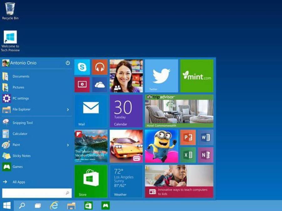 Startbildschirm von Windows 10: Ab dem 11. April kommt das «Creators Update». Foto: Microsoft
