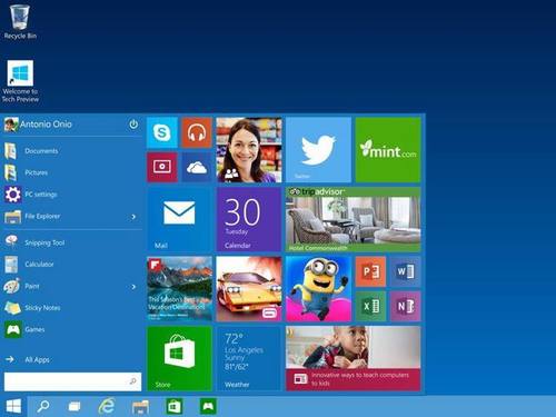 Startbildschirm von Windows 10: Ab dem 11. April kommt das «Creators Update». Foto: Microsoft