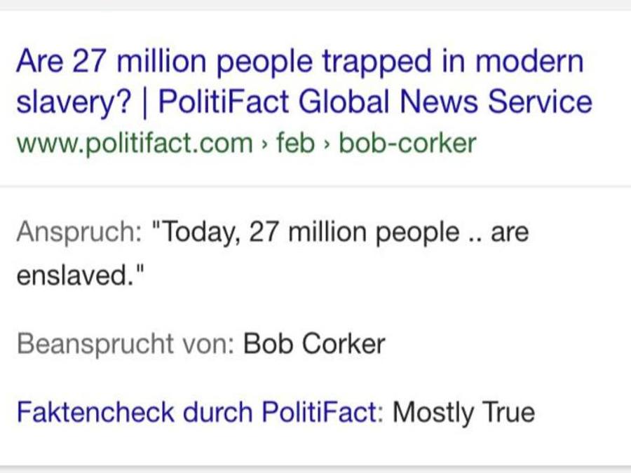 Bei einer Google-Suche, für deren Ergebnisse ein Faktencheck durchgeführt wurde, wird dies auf der Seite der Suchergebnisse entsprechend angezeigt. Foto: Screenshot