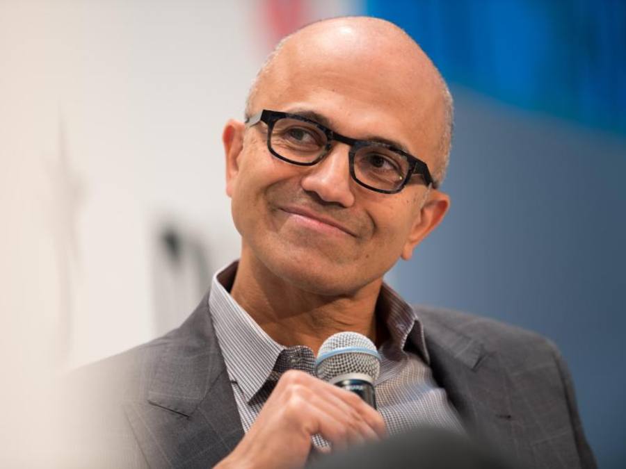 Microsoft-CEO Satya Nadella zeigt sich Mitte Januar bei einer Konferenz in München gut gelaunt. Foto: Tobias Hase