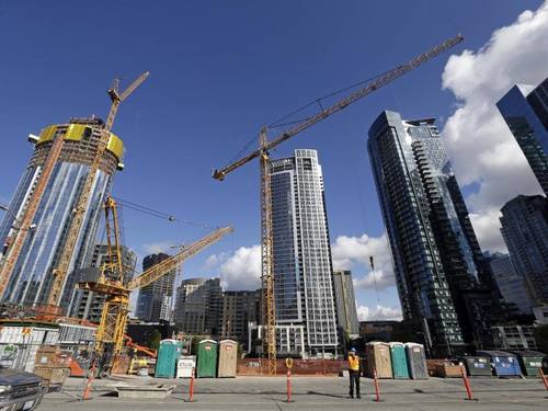 Eine Baustelle nahe dem Amazon-Hauptquartier in Seattle. Nun will Amazon eine zweite Zentrale in Nordamerika bauen. Foto: Elaine Thompson