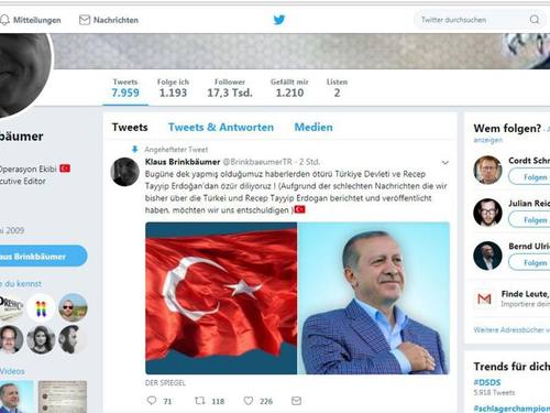 Screenshot des gehackten Twitter-Accounts von Spiegel-Chefredakteur Klaus Brinbäumer ((Foto: dpa))