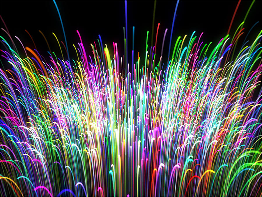 Bunt beleuchtete Glasfasern