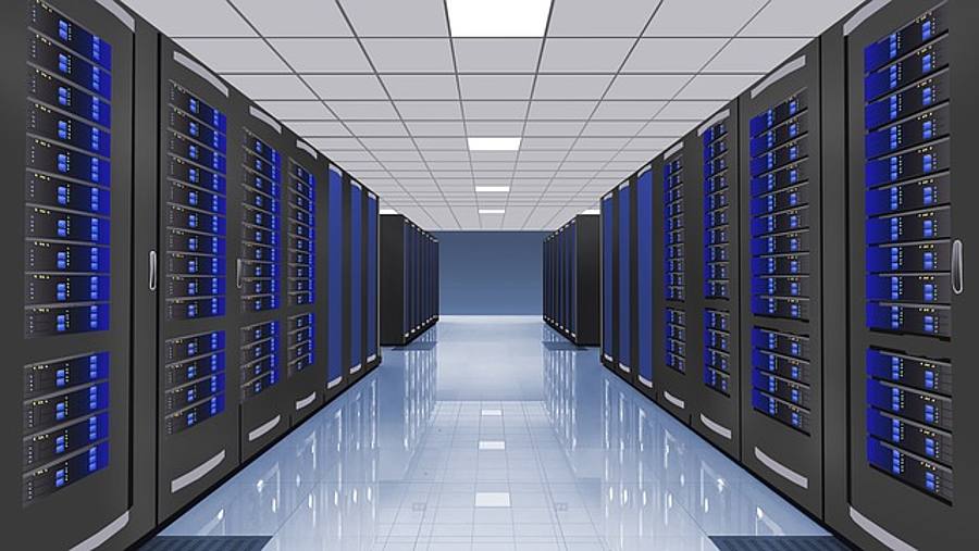 Server-Schränke im Rechenzentrum