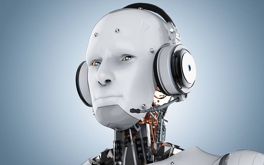 Roboter-Kopf mit Headset