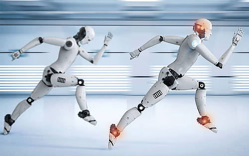 Robotor beim Sprint gegeneinander