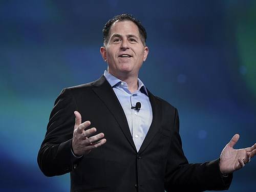 Der Vorstandsvorsitzende von Dell, Michael Dell, spricht auf der Dell EMC World 2017. Foto: John Locher