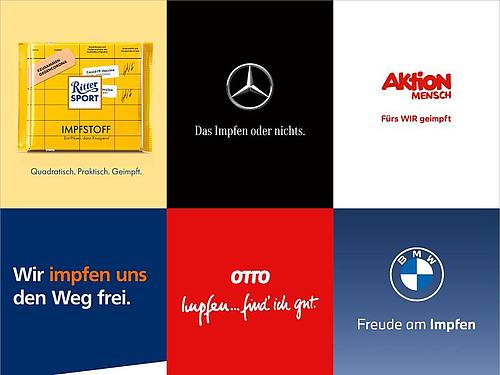 Mehr als 150 Unternehmen haben ihre Markenslogans für eine Impfkampagne umgeändert. Foto: #ZusammenGegenCorona/dpa/Handout