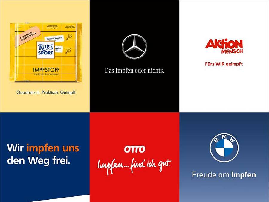 Mehr als 150 Unternehmen haben ihre Markenslogans für eine Impfkampagne umgeändert. Foto: #ZusammenGegenCorona/dpa/Handout