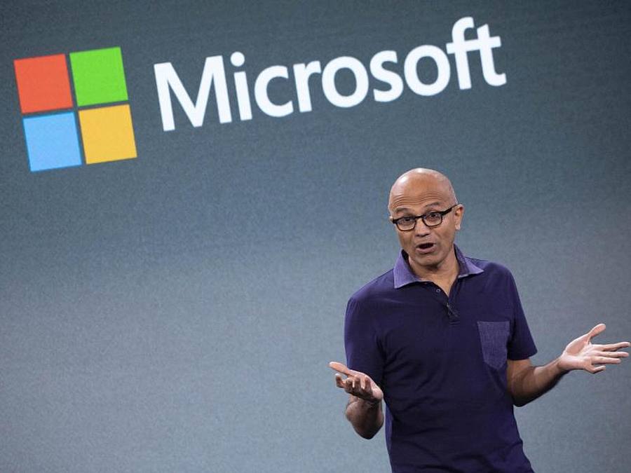 Microsoft-Chef Satya Nadella: «Die Reduzierung des Kohlenstoffs ist das Ziel, das die Welt erreichen muss.». Foto: Mark Lennihan/AP/dpa
