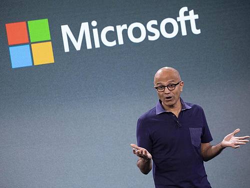 Microsoft-Chef Satya Nadella: «Die Reduzierung des Kohlenstoffs ist das Ziel, das die Welt erreichen muss.». Foto: Mark Lennihan/AP/dpa