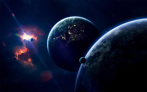 Eine Planetenkonstellation im Weltall