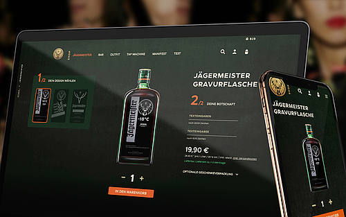 Der Jägermeister-Shop auf einem Laptop und Smartphone