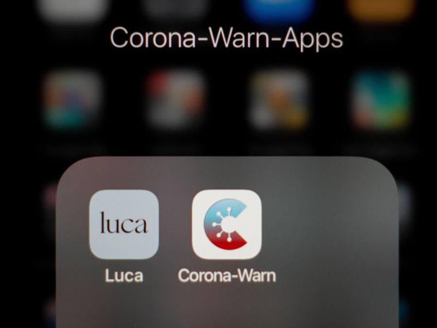 Die Icons der Corona-Warn-Apps Luca und der Bundesregierung. Foto: Kay Nietfeld/dpa